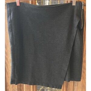 Cabi Ponte Skirt Women's 10 Dark Gray Stretch Faux Wrap Pencil Academia EUC 998